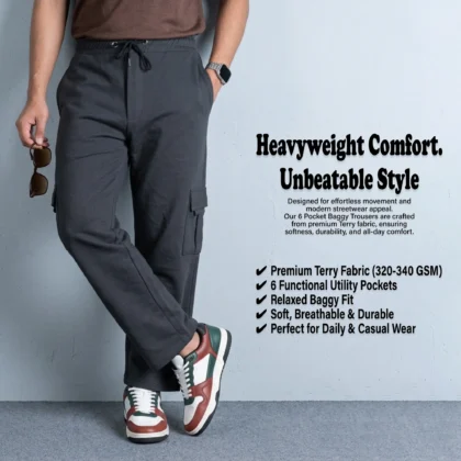 6 POCKET BAGGY TROUSER CHARCOAL
