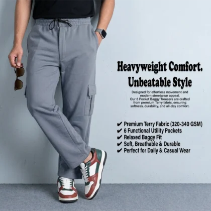 6 POCKET BAGGY TROUSER SILVER