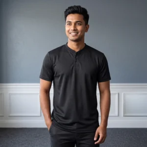 Aero-Mesh Henley Tee BLACK