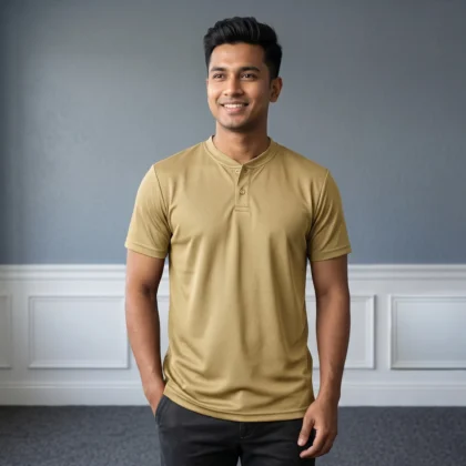 Aero-Mesh Henley Tee BEIGE