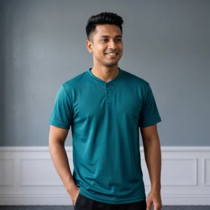 Aero-Mesh Henley Tee PETROL GREEN