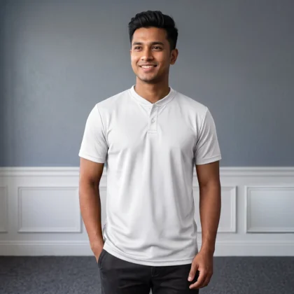 Aero-Mesh Henley Tee WHITE